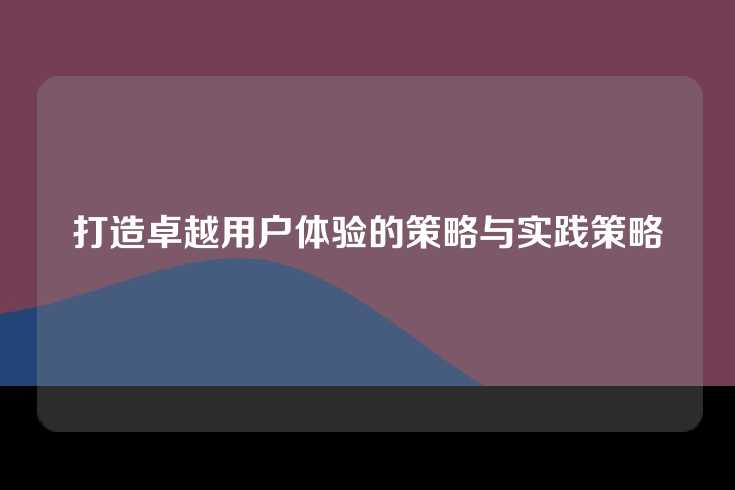 打造卓越用户体验的策略与实践策略