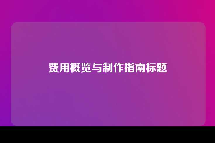 费用概览与制作指南标题
