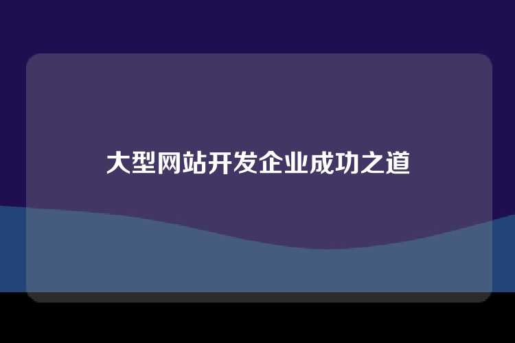 大型网站开发企业成功之道