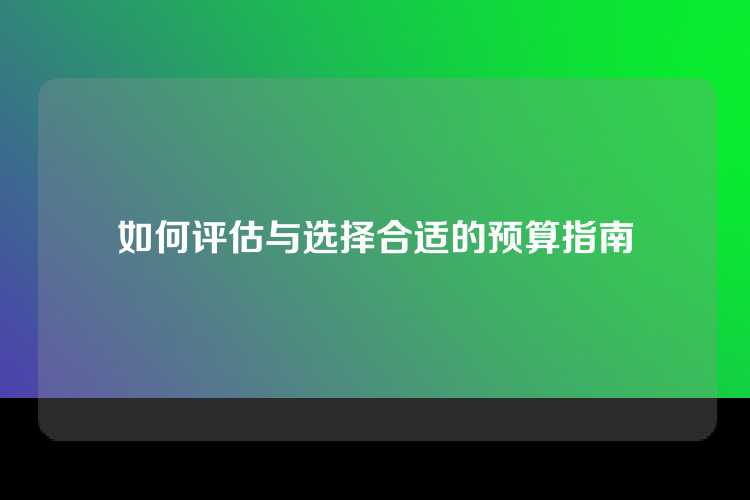 如何评估与选择合适的预算指南