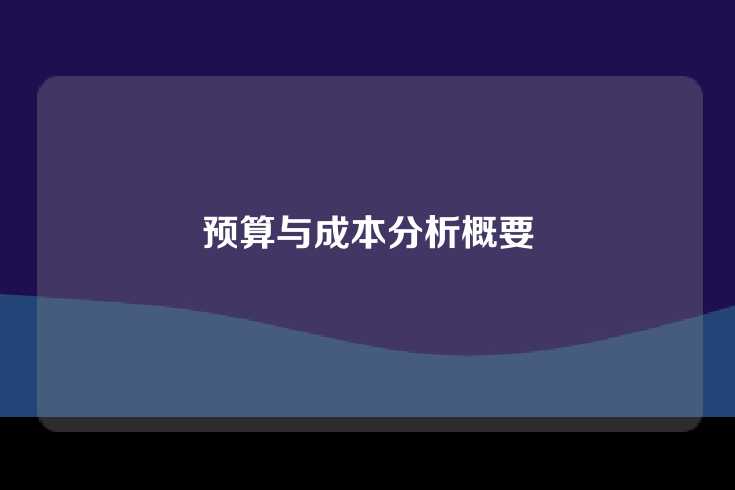 预算与成本分析概要