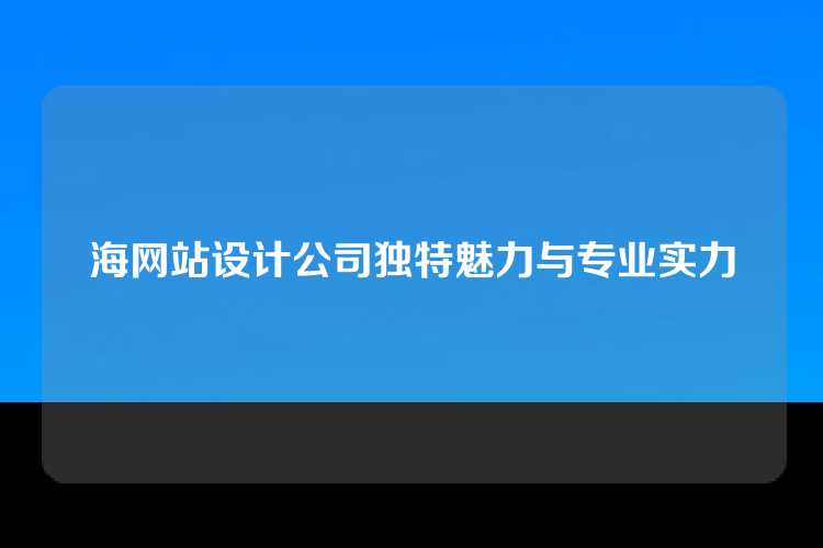 海网站设计公司独特魅力与专业实力