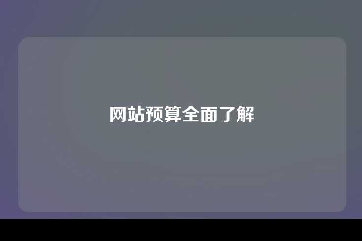 网站预算全面了解