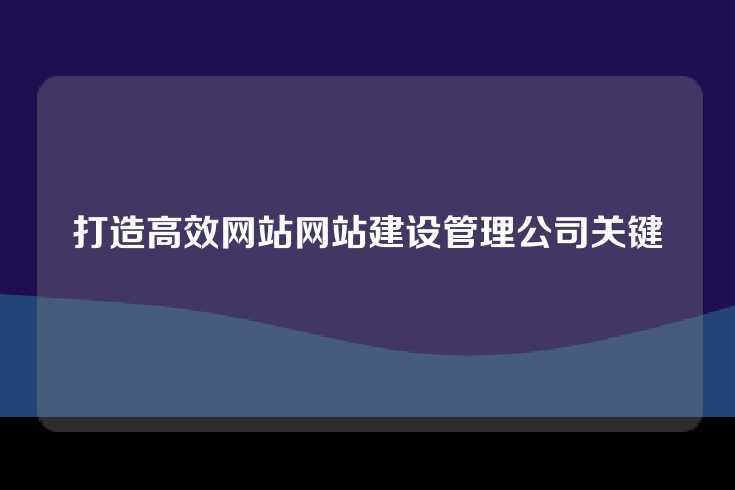 打造高效网站网站建设管理公司关键