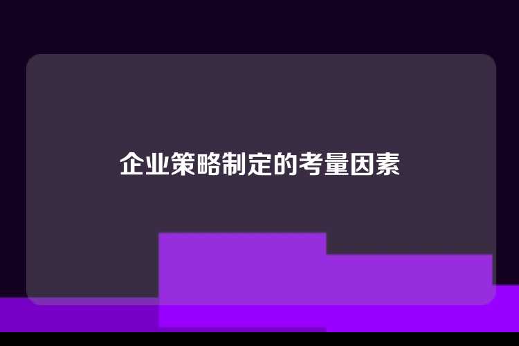 企业策略制定的考量因素