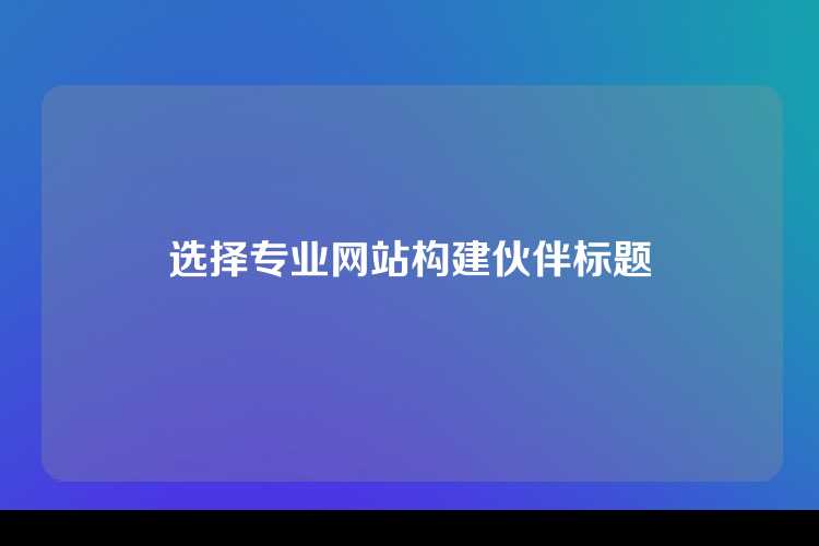 选择专业网站构建伙伴标题