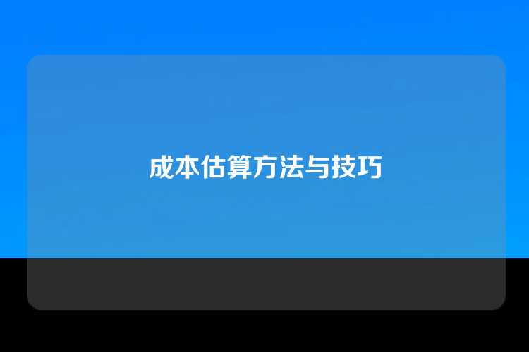成本估算方法与技巧