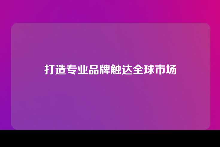 打造专业品牌触达全球市场