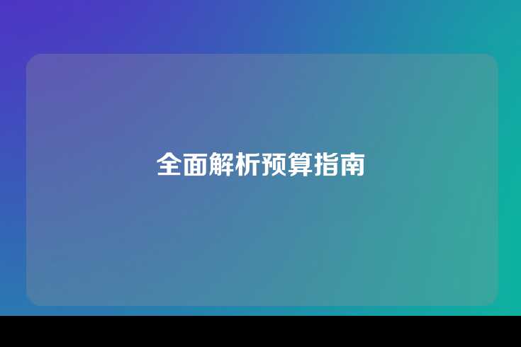 全面解析预算指南