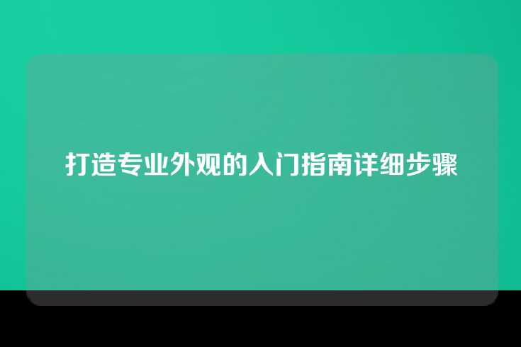 打造专业外观的入门指南详细步骤