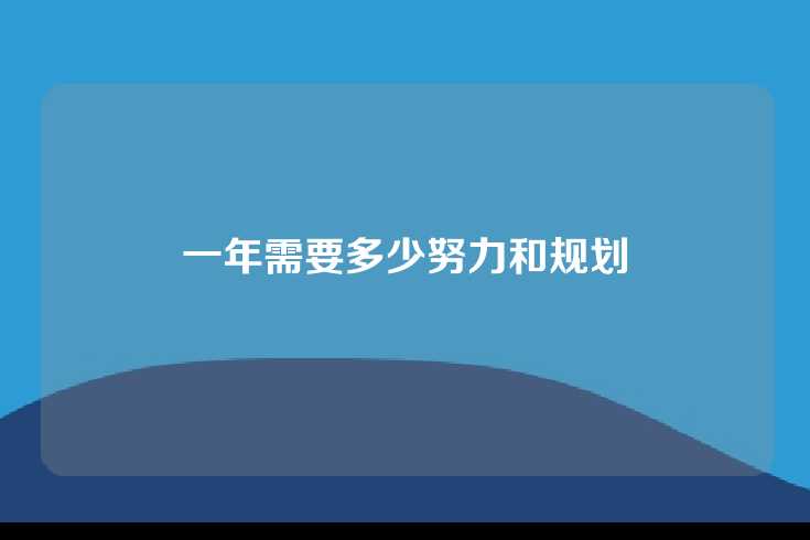 一年需要多少努力和规划