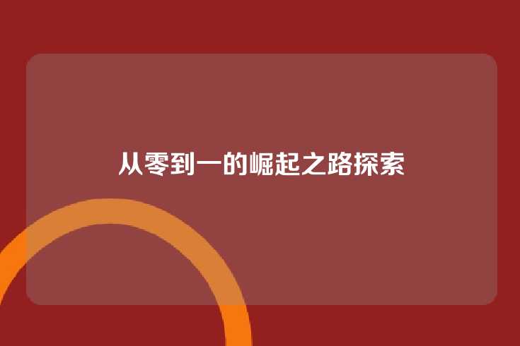 从零到一的崛起之路探索