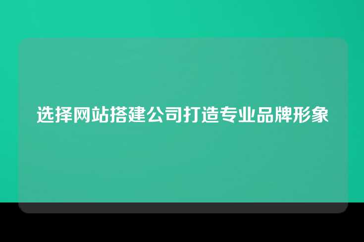 选择网站搭建公司打造专业品牌形象