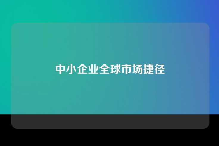 中小企业全球市场捷径