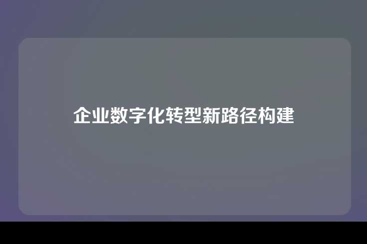企业数字化转型新路径构建