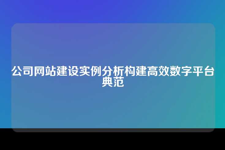 公司网站建设实例分析构建高效数字平台典范