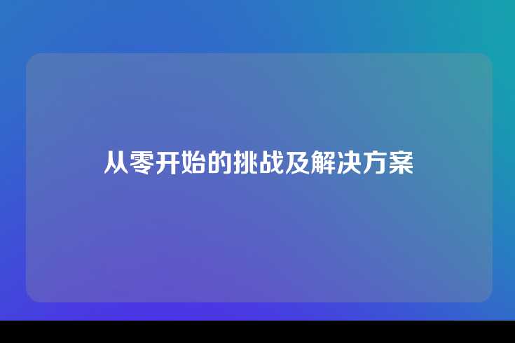 从零开始的挑战及解决方案