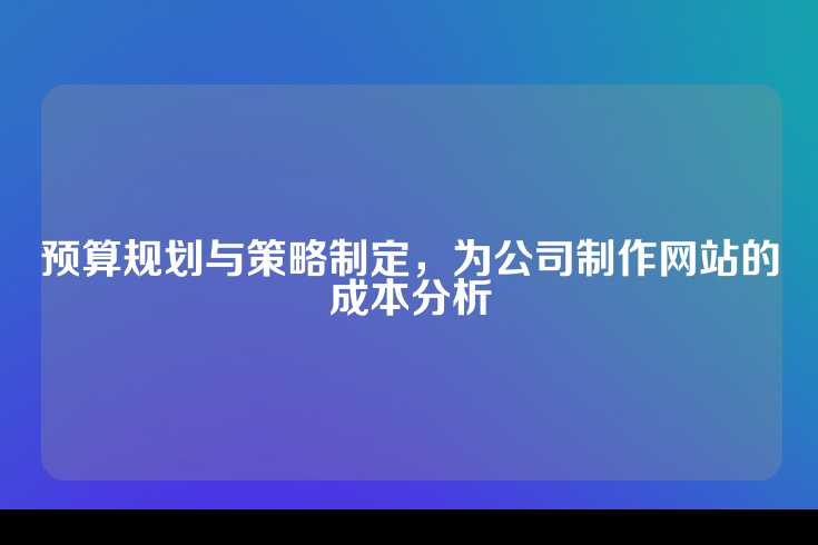预算规划与策略制定，为公司制作网站的成本分析