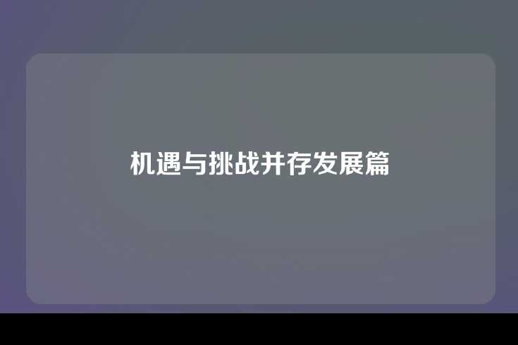 机遇与挑战并存发展篇