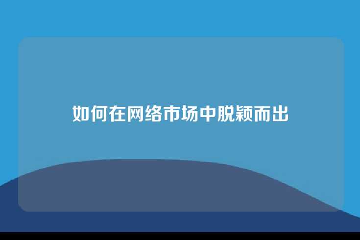 如何在网络市场中脱颖而出