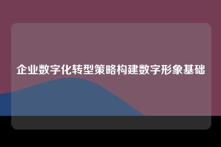 企业数字化转型策略构建数字形象基础