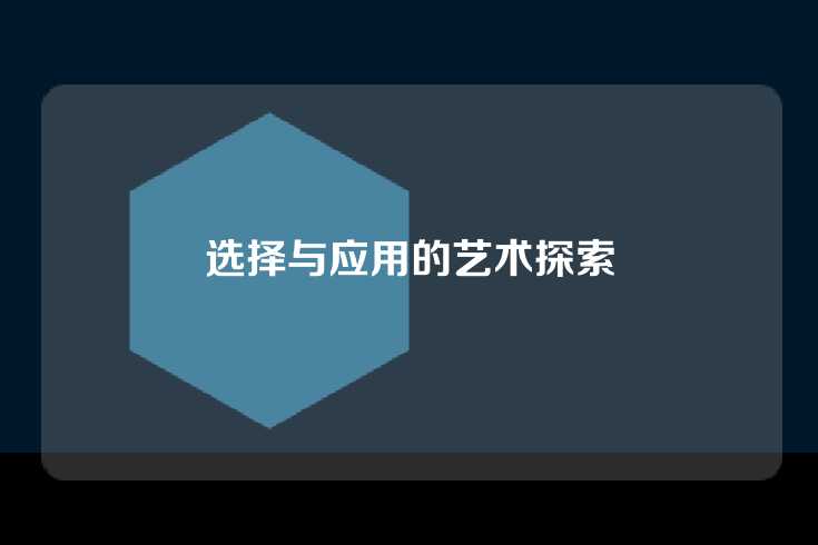 选择与应用的艺术探索