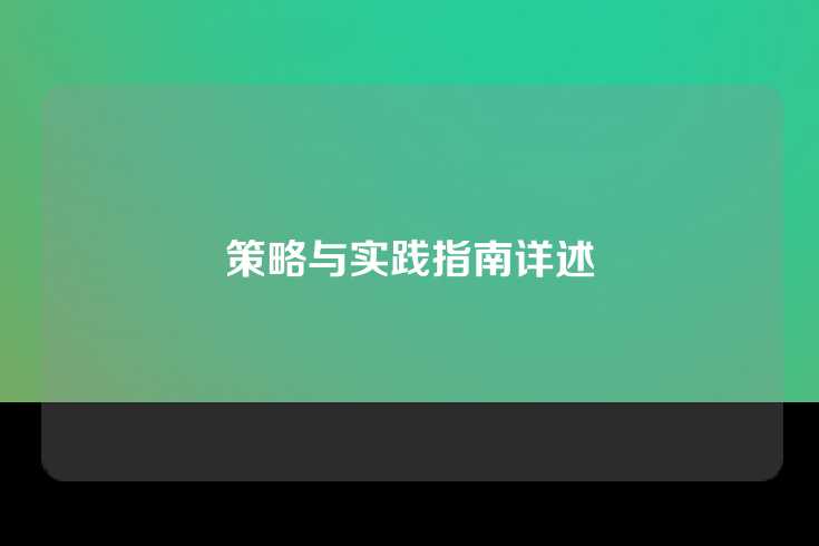 策略与实践指南详述