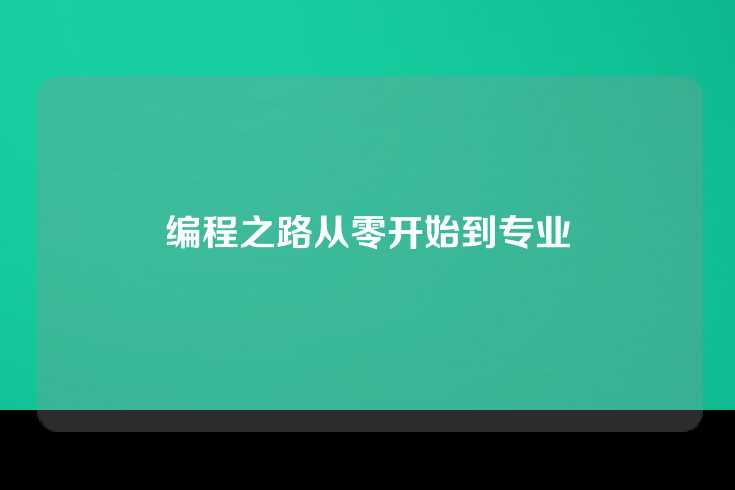 编程之路从零开始到专业