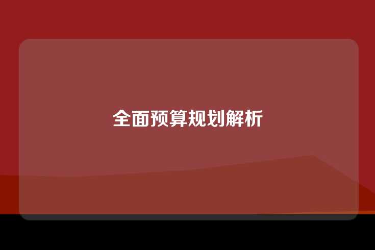 全面预算规划解析