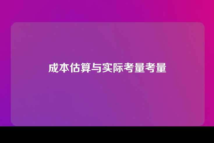 成本估算与实际考量考量