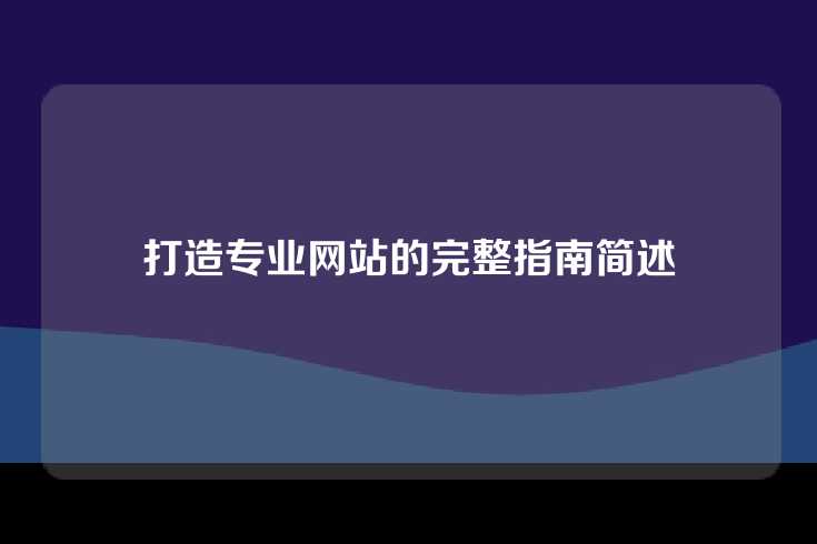 打造专业网站的完整指南简述