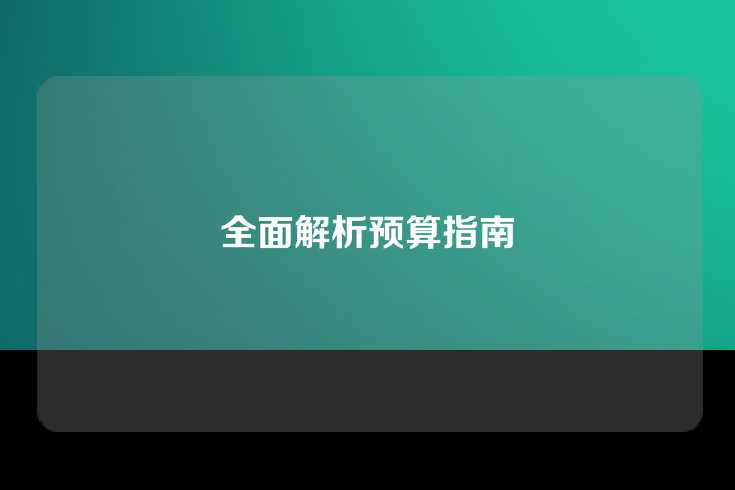 全面解析预算指南