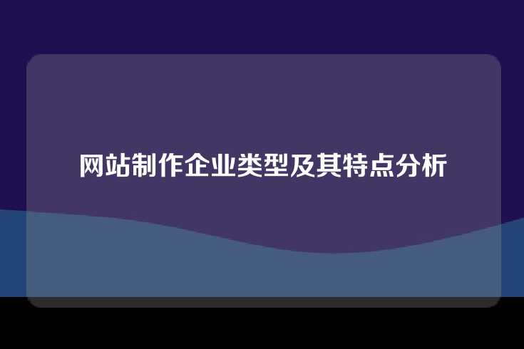 网站制作企业类型及其特点分析