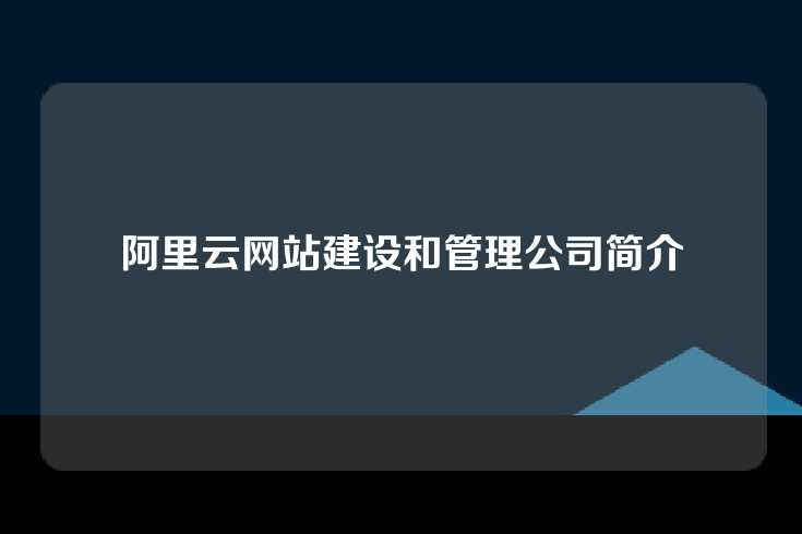 阿里云网站建设和管理公司简介