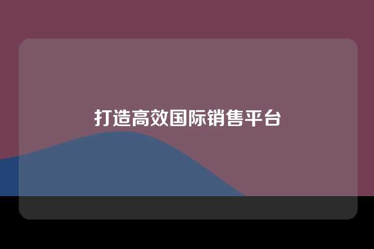 打造高效国际销售平台