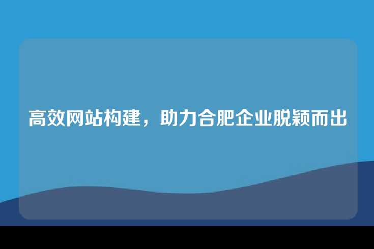 高效网站构建，助力合肥企业脱颖而出