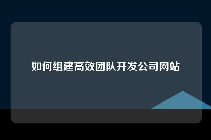 如何组建高效团队开发公司网站