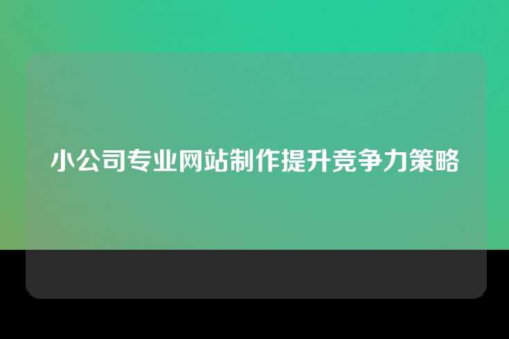 小公司专业网站制作提升竞争力策略