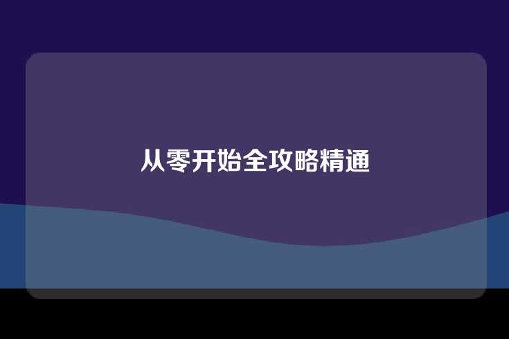 从零开始全攻略精通