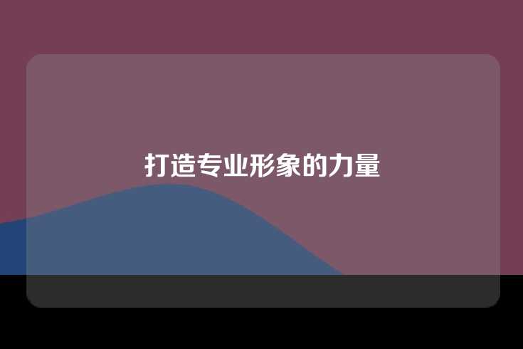 打造专业形象的力量