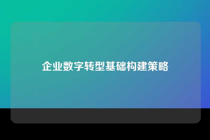 企业数字转型基础构建策略