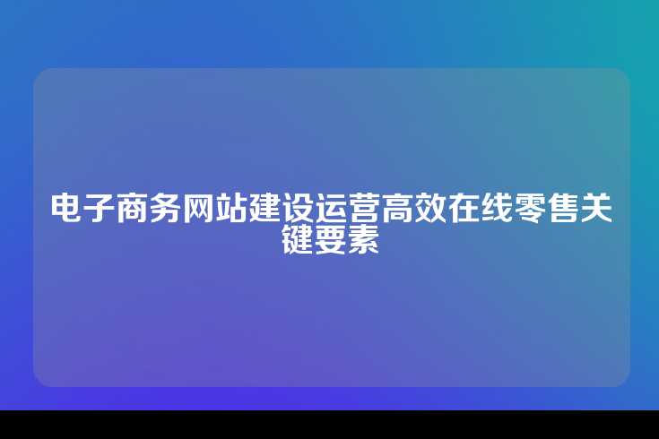 电子商务网站建设运营高效在线零售关键要素