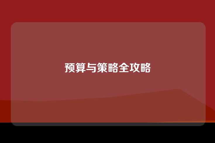 预算与策略全攻略