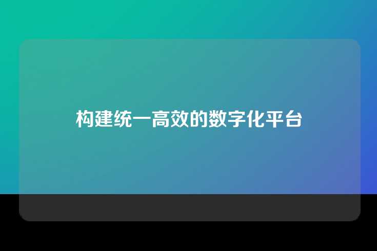 构建统一高效的数字化平台