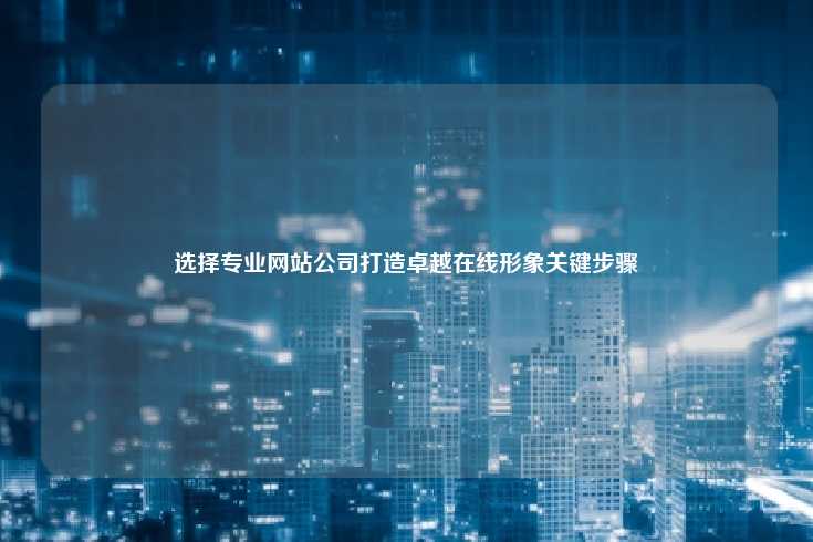 选择专业网站公司打造卓越在线形象关键步骤