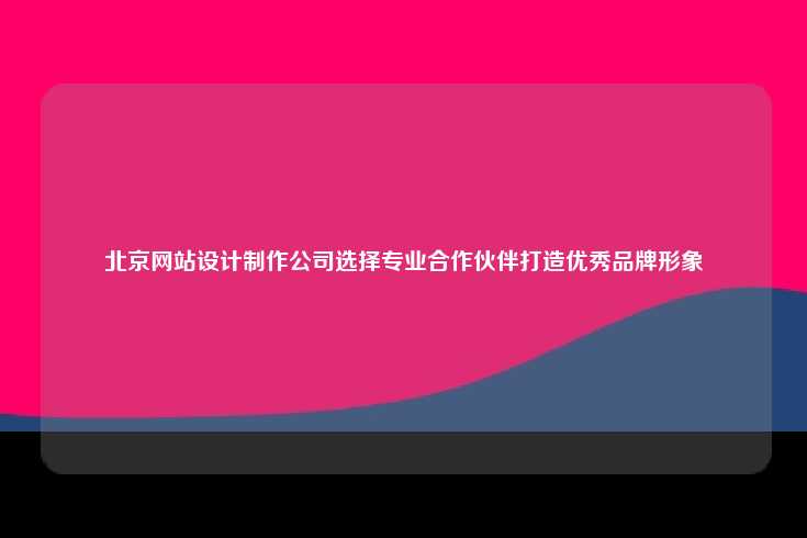 北京网站设计制作公司，塑造卓越品牌形象的关键伙伴