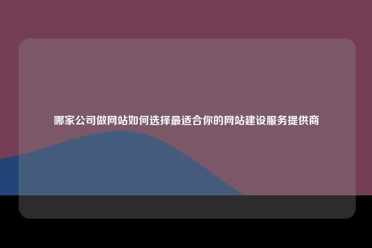 哪家公司做网站如何选择最适合你的网站建设服务提供商