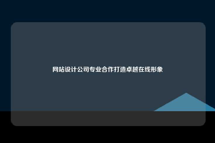 网站设计公司专业合作打造卓越在线形象
