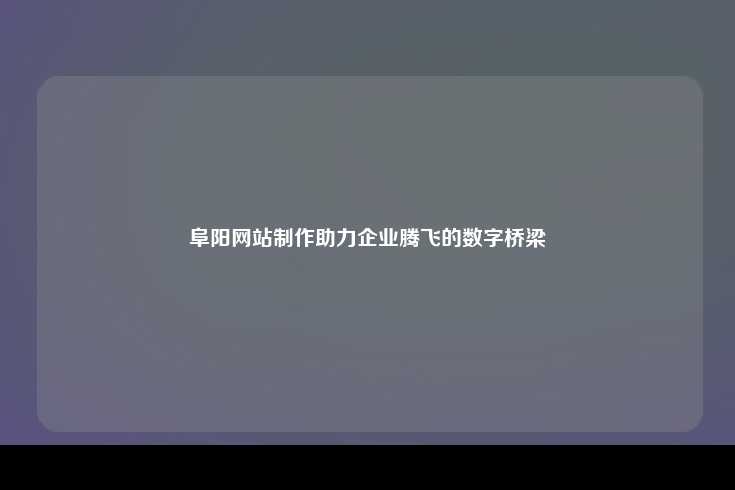 阜阳网站制作，助力企业腾飞的数字桥梁