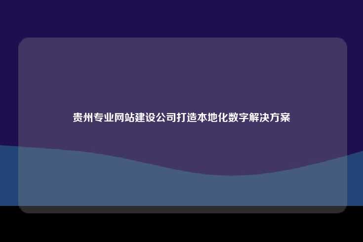 贵州的专业网站制作公司